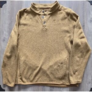 Browning Gilson Tan Fleece Lined Sweater 1/4 Button Pullover Men 2XL
